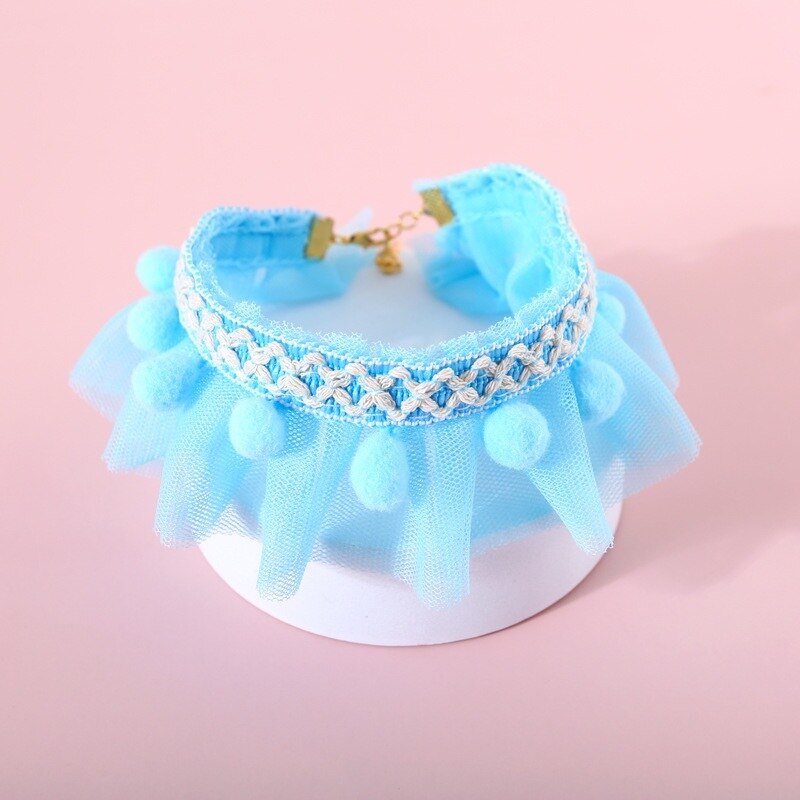 Pets Cat Collar Accessories Lovely Fancy Bib Plush Ball Puppy Pet Cat And Dog Products Cartoon Pink Adjustable Deworming
