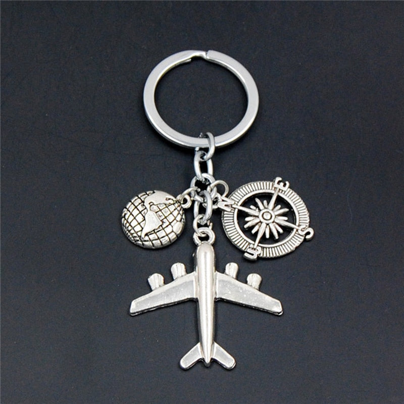 1PC Earth Plane Keychain Has Nowhere To Fall, Pendant Travel Key Ring Friendship Best Friend Jewelry Handmade By Diy