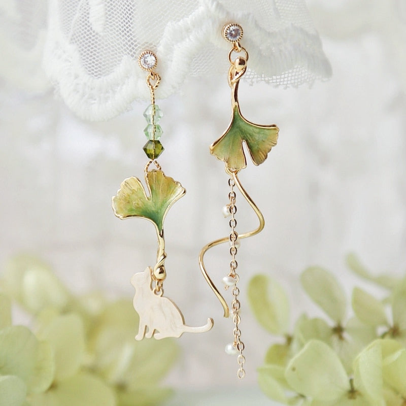 MENGJIQIAO New Elegant Metal Flower Cute Cat Dangle Earrings For Women Brincos Temperament pendientes mujer Holiday Jewelry