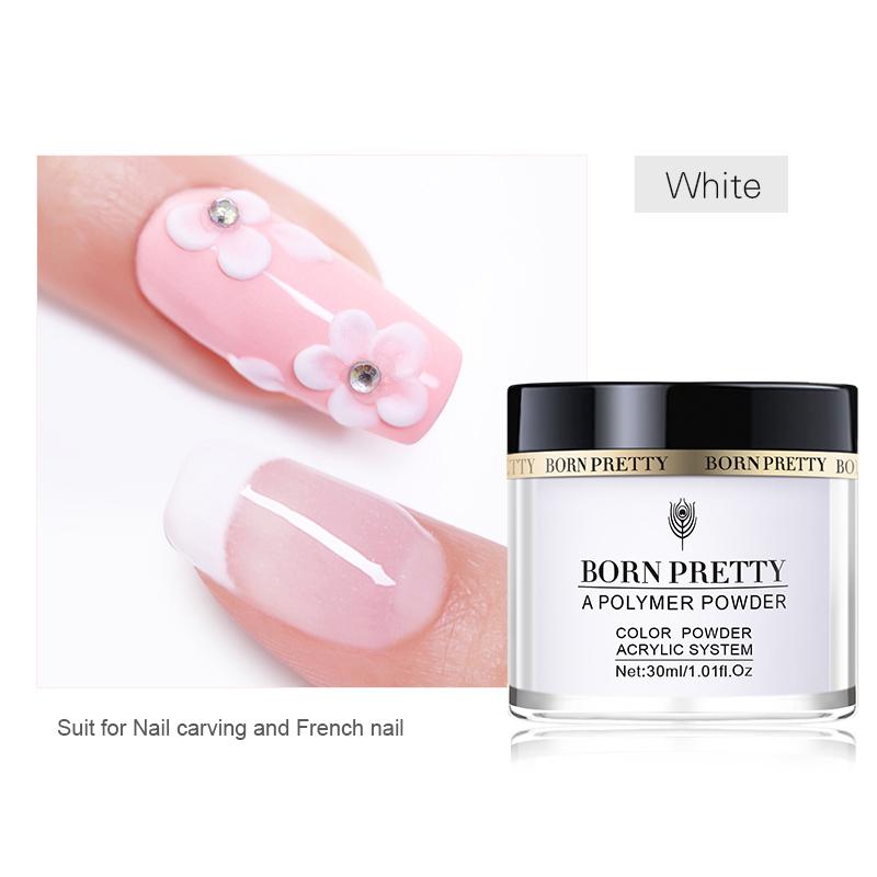 BORN PRETTY 100ml Acrylic Nail Powder Clear Pink White Professional Carving Crystal Polymer for Nail Tips Extenstion Nails Set