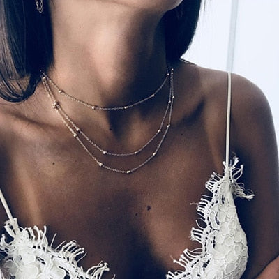 2023 Boho Necklaces & Pendants Vintage Multilayer Choker Necklace Women Fashion Collar Collier Femme Moon Jewelry Accessories