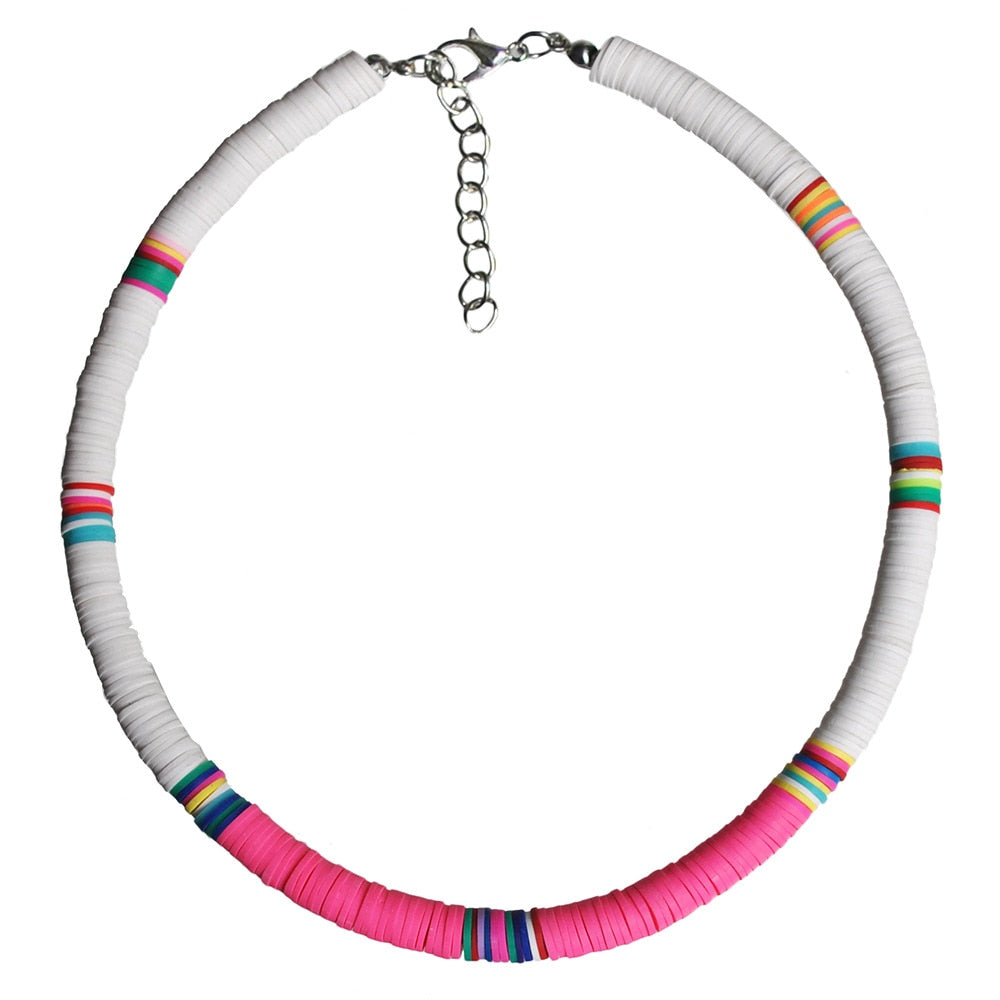 Fashion Soft Pottery Choker Necklace For Women Bohemian Colorful Clay Collar Shell Necklace Summer Beach Jewelry