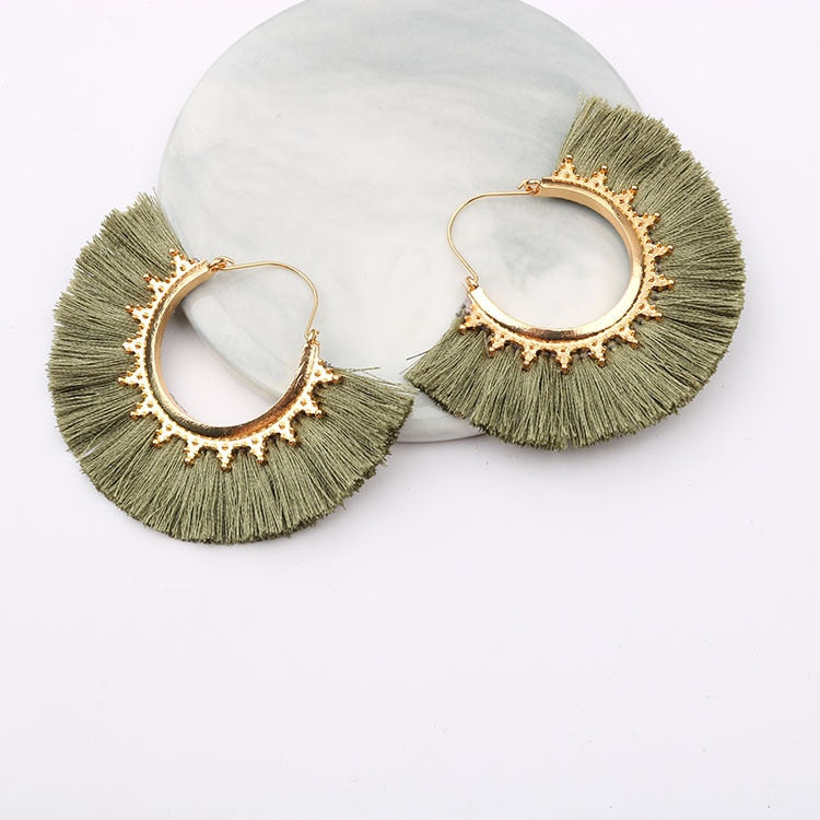 Round Tassel Earrings for Women Jewelry Drop Dangle Earrings Pendientes Mujer Moda Brincos Party Wedding Statement Earrings