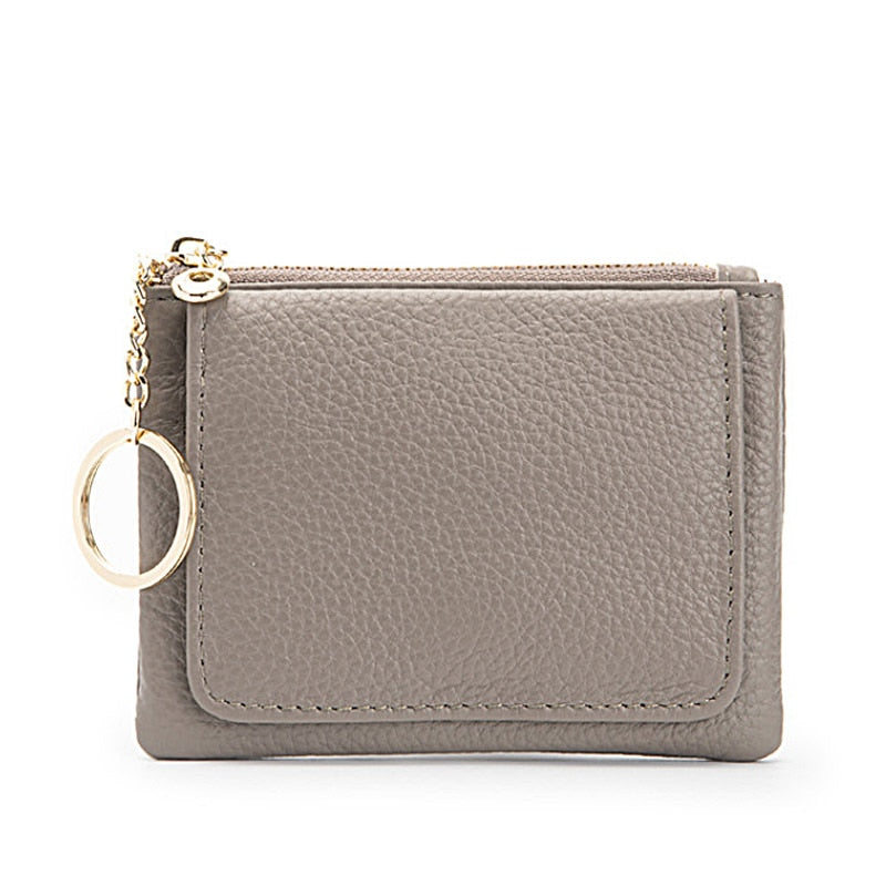 DICIHAYA 2022 New Cowhide Genuine Leather Women Mini Wallet Ladies Zipper Leather Coin Purse Pocket Key Ring Bag Mini Coin Bag