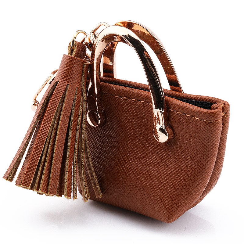 ZG Mini Small Bag Keychain Coin Purse Pink Blue Red Decoration Key Chains PU Leather Bag Storage Pendant Fashion Cute Jewelry