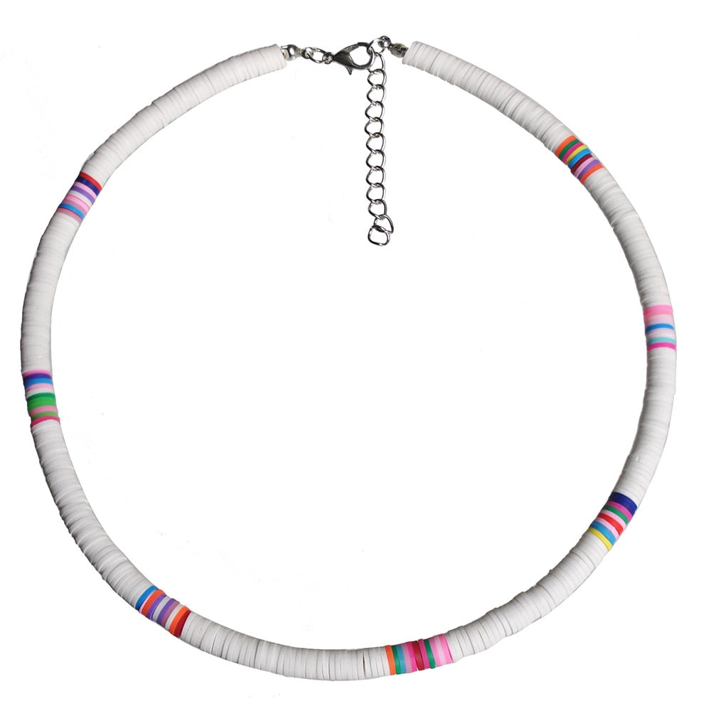 Fashion Soft Pottery Choker Necklace For Women Bohemian Colorful Clay Collar Shell Necklace Summer Beach Jewelry