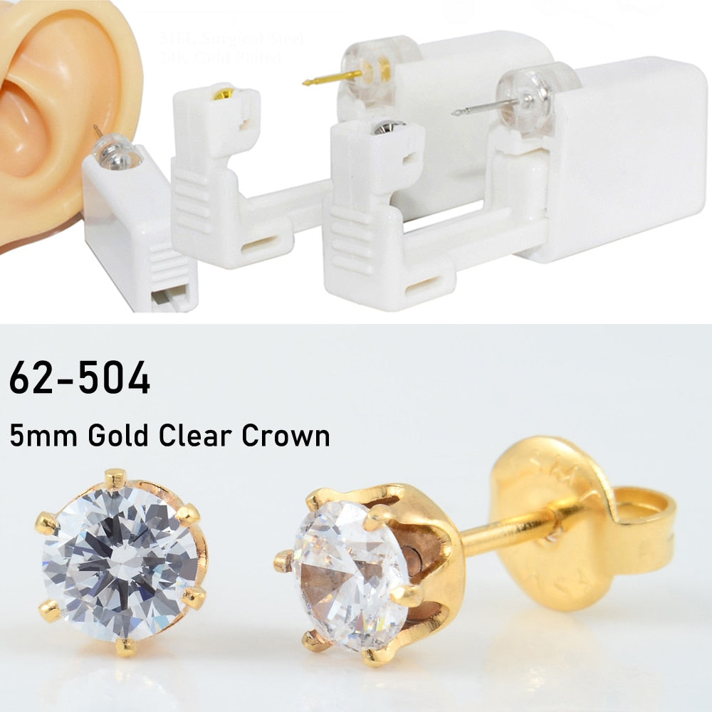 Disposable Sterile Ear Piercing Unit Cartilage Tragus Helix Piercing Gun Tool Kit Build In Steel Stud Earring Star Ball