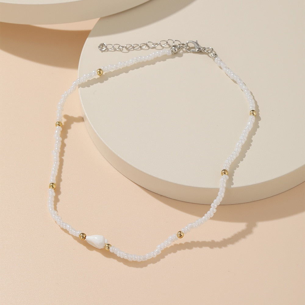 Sweet Sea Breeze Shell pendant Small Pearl Necklace art Style Trendy girl a gift