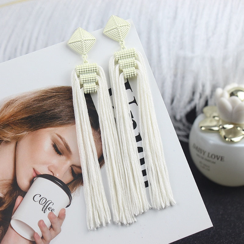Long Tassel Earrings Fashion Jewelry 2023 Bohemia Statement Summer Dangle Aesthetic Earrings for Women Accessories Korean Style