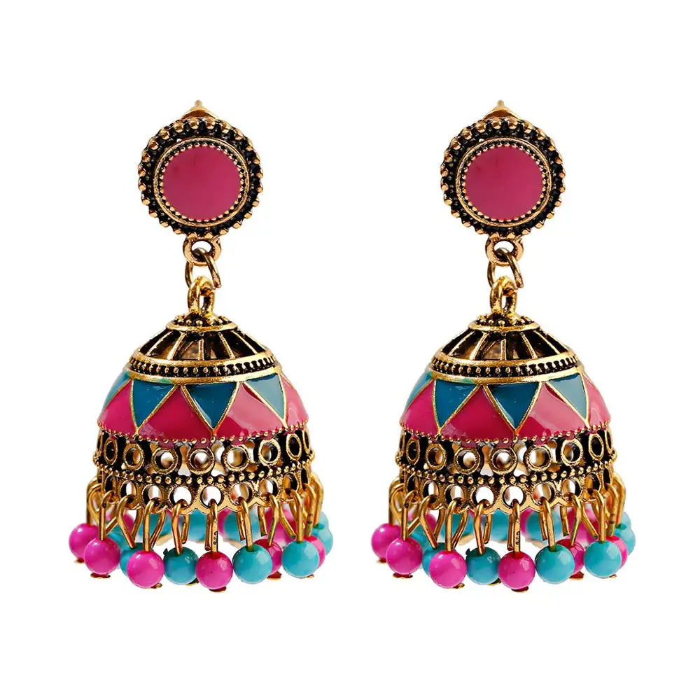 Pearl Bead Indian Jhumka Hanging Earrings Jewelry