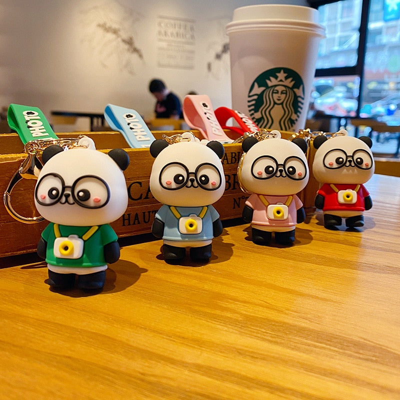Cartoon Cute Panda Keychain Adorable Animal Keyring Men and Women Kids Bag Pendant Car Key Chain Key Ring Gift for Children