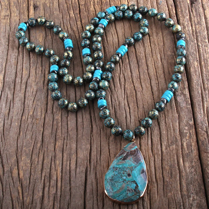 Fashion Boho Jewelry Natural Stones With Semi Precious Pendant Necklaces Women Bohemia Necklace Gift - Charlie Dolly