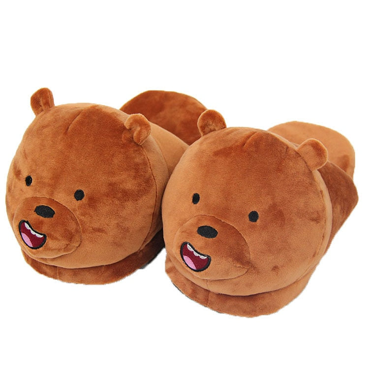 house slippers Plush Animal Warm Shoes Cotton Slippers Anime Panda Polar Bear Cosplay Shoes Female Couple Slippers Adult Style