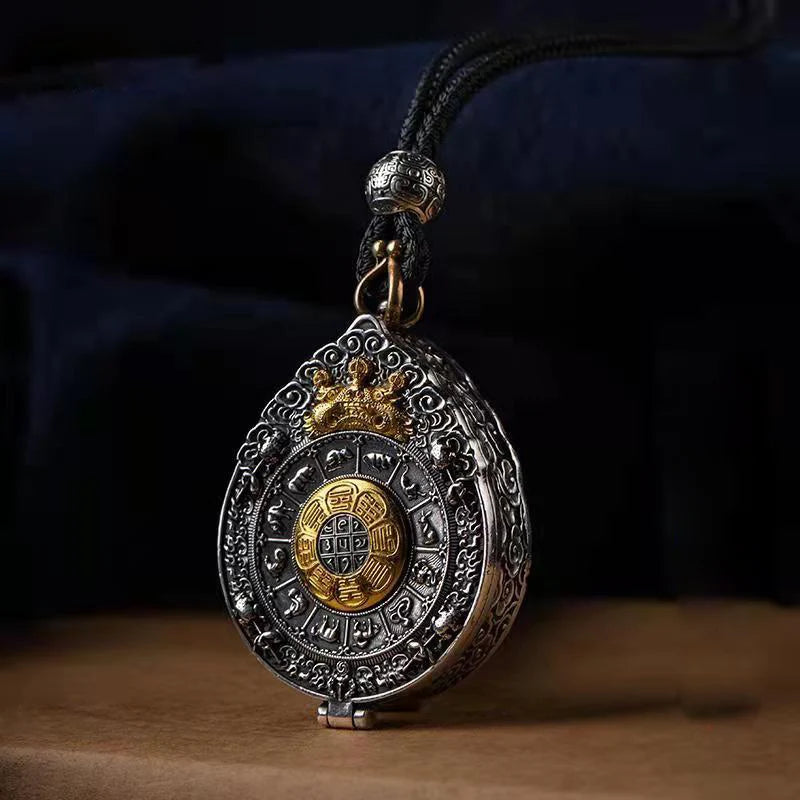 HX فضي اللون Jiugong Bagua العلامة التجارية Gawu صندوق خمر كبار بوذا قلادة مجوهرات نسائية اكسسوارات