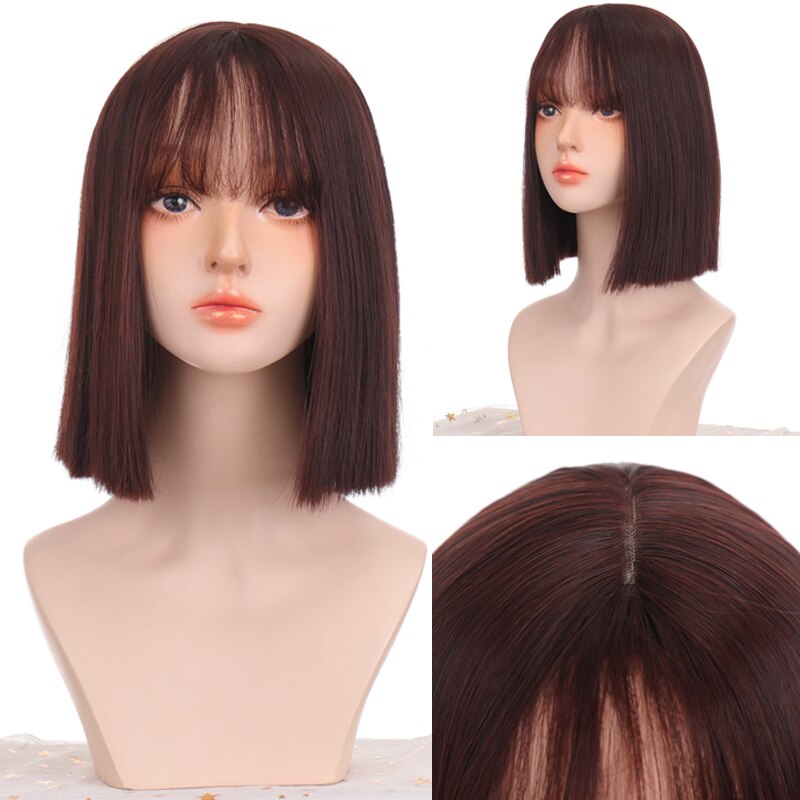 LANLAN synthetic black, pink Lolita wig short straight bob cosplay wig for white/black women heat-resistant hair wig