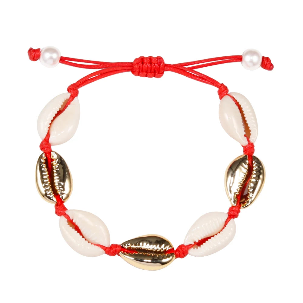 Vintage Cowrie Shell Rope Boho Bracelet