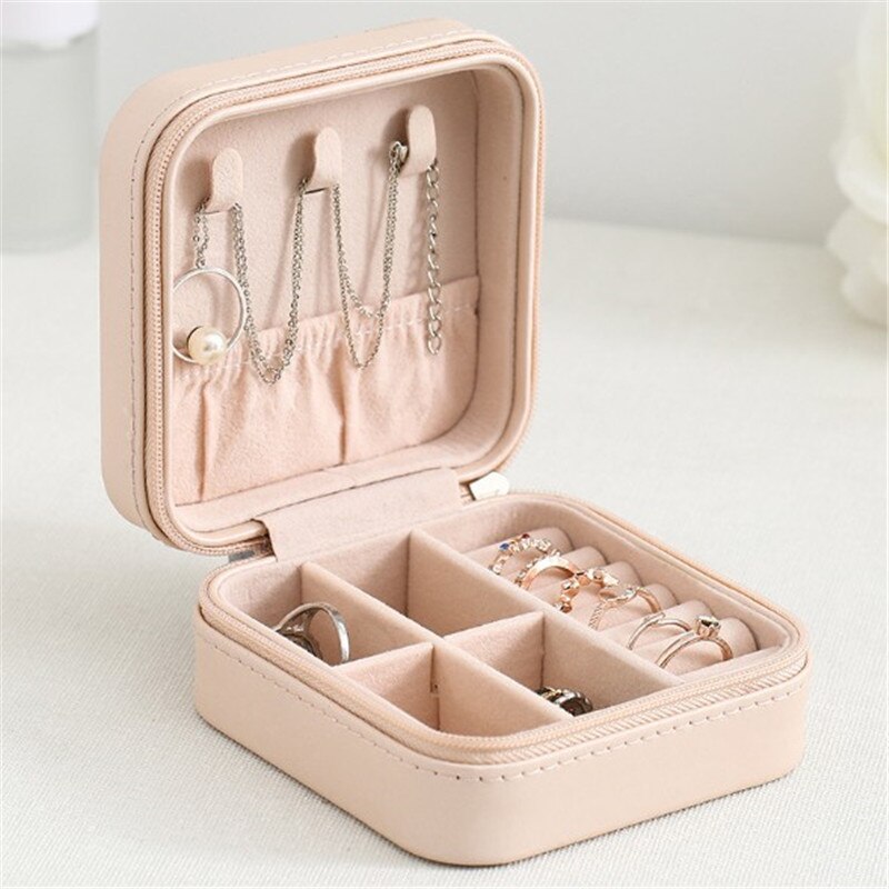 WE Small Exquisite Pink Black Jewelry Box Travel Jewelry Organizer Portable Storage Box Necklace Earring Ring Container Gifts