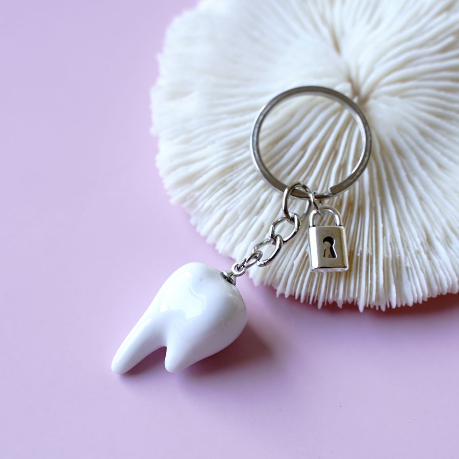 Cute Keychains Ceramic Teeth Key Chain Character Of Small Pure Eternal Love Couples Bag Accessories #YXA03