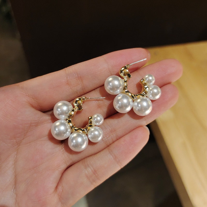 Pearl Rhinestone Bear Love Earrings Female Exquisite Small Earrings Korea Simple Cute Earrings Female Party Beautiful Jewelry - Charlie Dolly