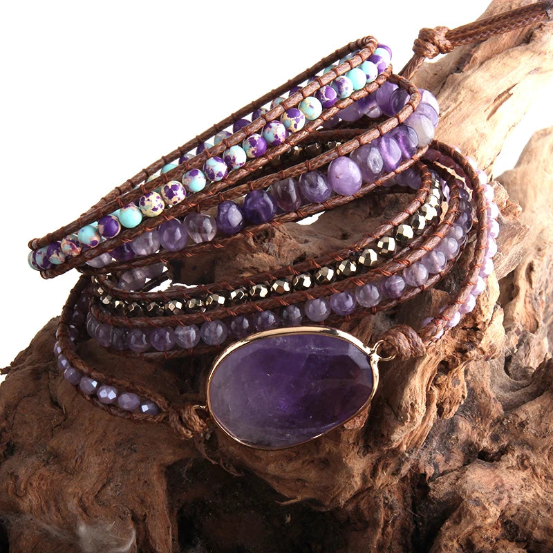 5-Strand Natural Stone Wrap Bracelet