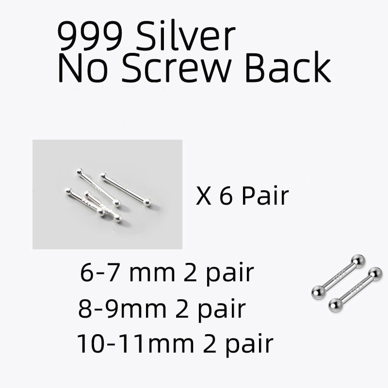 La Monada Sterling Silver Stud Earrings Women Two Ball Fine 925 Silver Jewelry Woman Earrings Stud Silver 999 Keep Piercing Nut