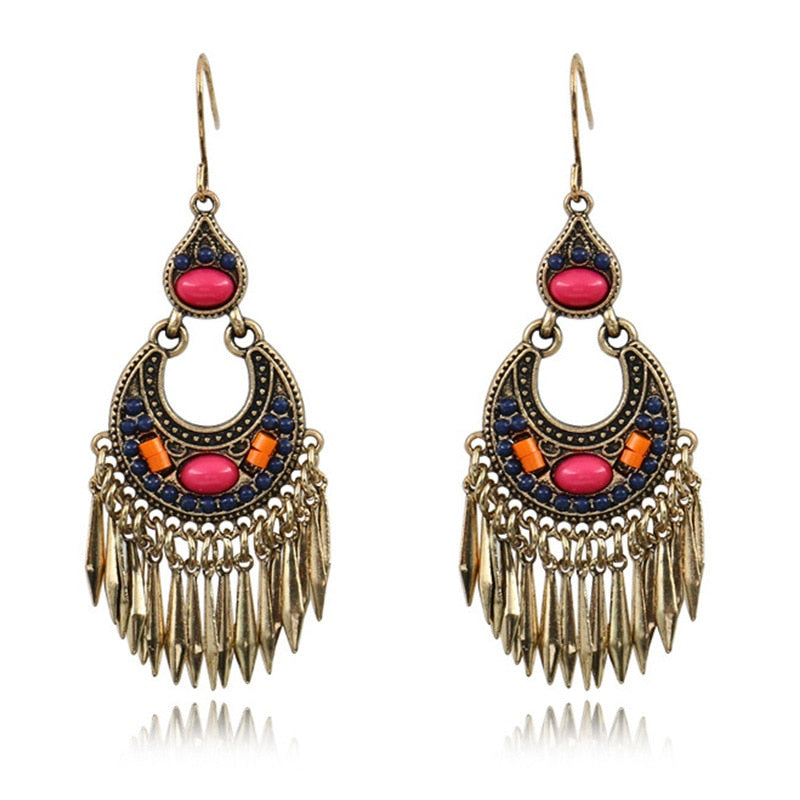 Exknl Big Long Drop Earrings for Women Geometric Bell Bohemian Cross Vintage Tassel Flower Earrings Fashion Jewelry Accessories
