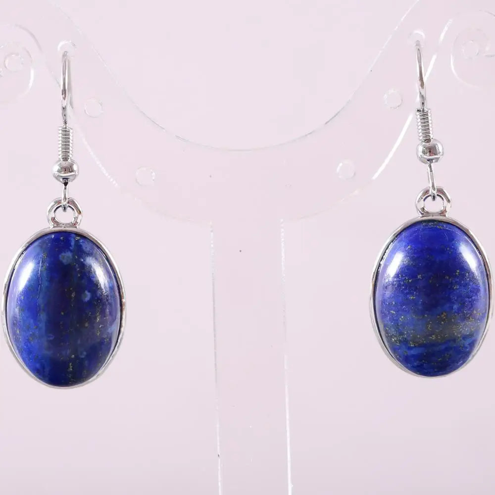 White Opal Lapis Cabochon Drop Earrings Jewelry