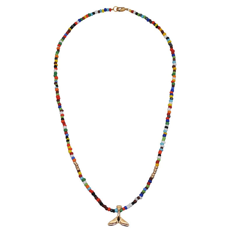 3 PCS OFF 10% Bohemian Colorful Seed Beads Necklace Long Horn Pendant Starfish Multi-layer Pearl Necklace Set For Women Jewelry