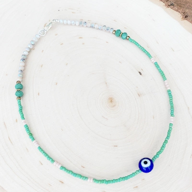Exquisite Beaded Crystal Natural Shell Necklace Ohemia Style Handmade Women Statement Collares De Moda Beach Jewelry Friendship