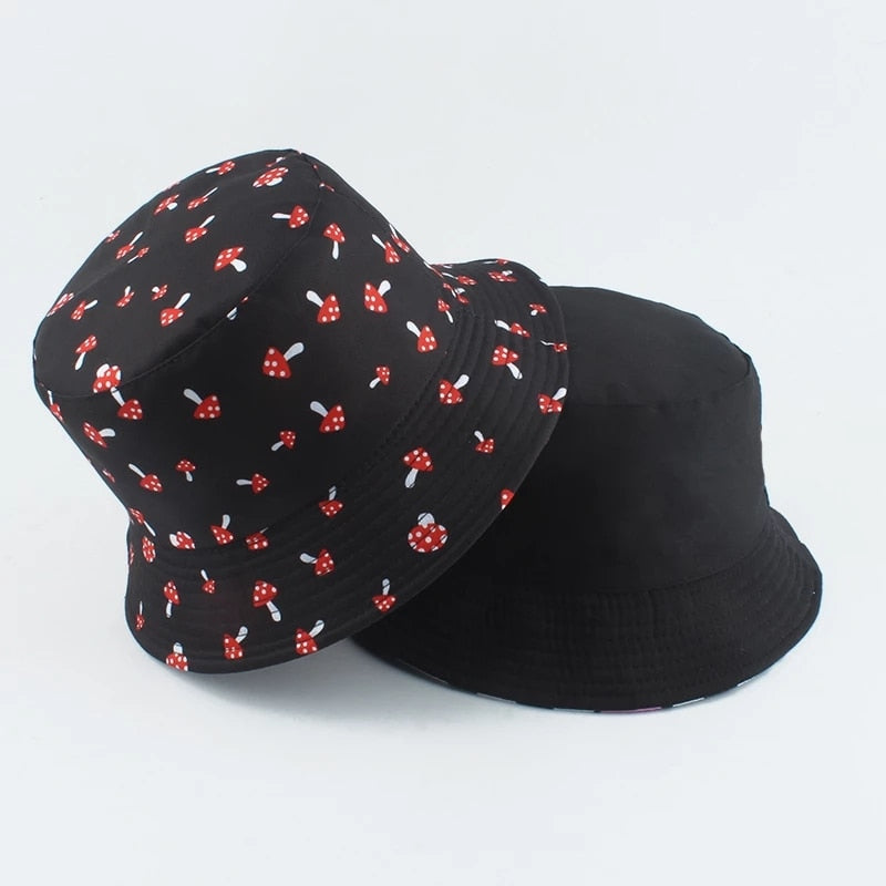 2021 New Fashion Korean Pink Cow Print Bucket Hat Women Reversible Fishing Cap Bob Chapeau Autumn Summer