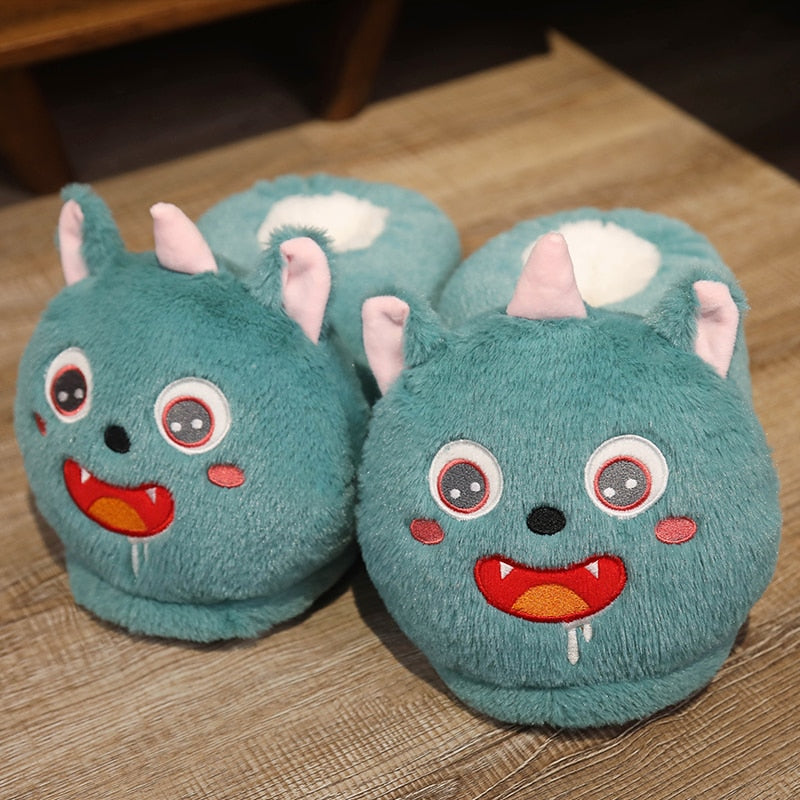 One Size US 6-10.5 Winter Men Women Slippers Indoor Toys Animal Unicorn Dinosaur Husky Totoro Shoes Warm Home House Slides