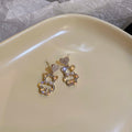 Pearl Rhinestone Bear Love Earrings Female Exquisite Small Earrings Korea Simple Cute Earrings Female Party Beautiful Jewelry - Charlie Dolly