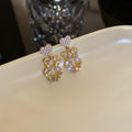Pearl Rhinestone Bear Love Earrings Female Exquisite Small Earrings Korea Simple Cute Earrings Female Party Beautiful Jewelry - Charlie Dolly