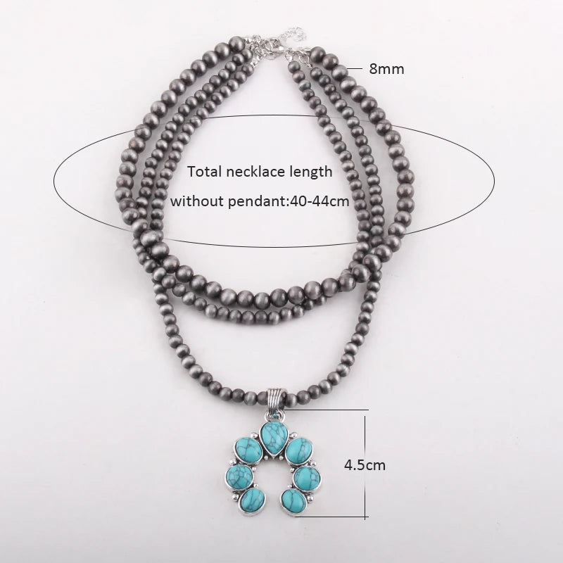 Grey CCB Moon Stone Layered Necklace Jewelry