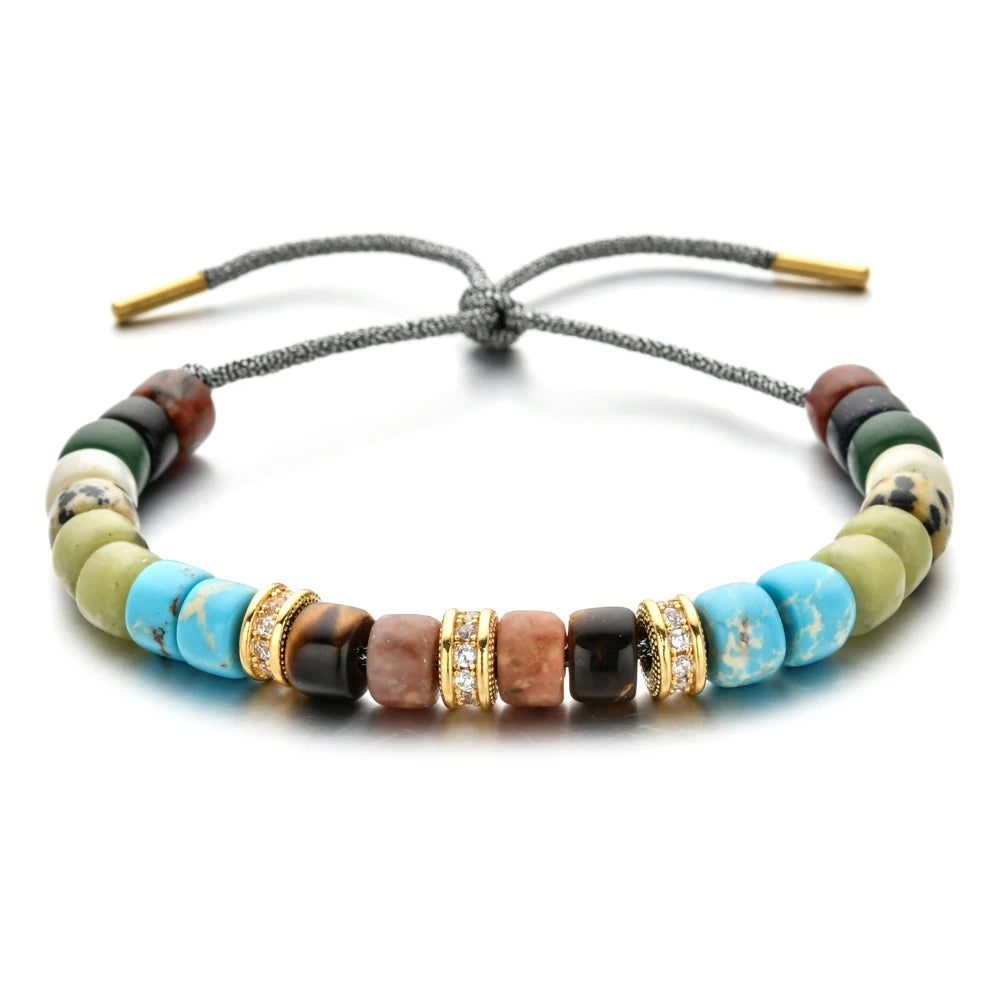 Vintage Boho Handmade Pull Tie on Rope Bracelet DIY Natural Stones Crystal Charm Beads Stone Trendy Bracelet Lucky Jewelry - Charlie Dolly