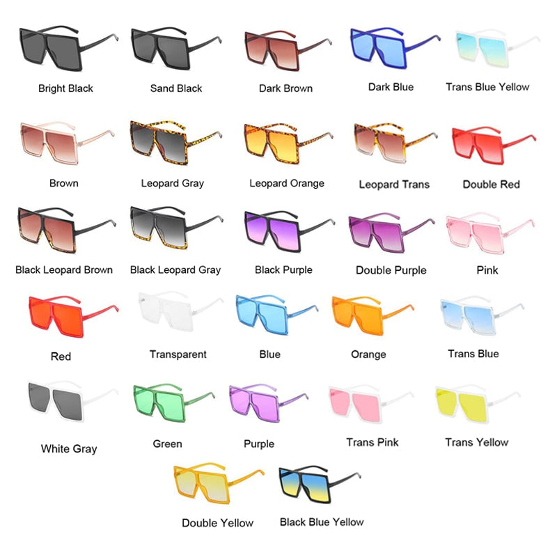 Oversized Shades Sunglasses Woman Pink Fashion Square Glasses Big Frame Sun Glasses Female Vintage Retro Unisex Oculos Feminino