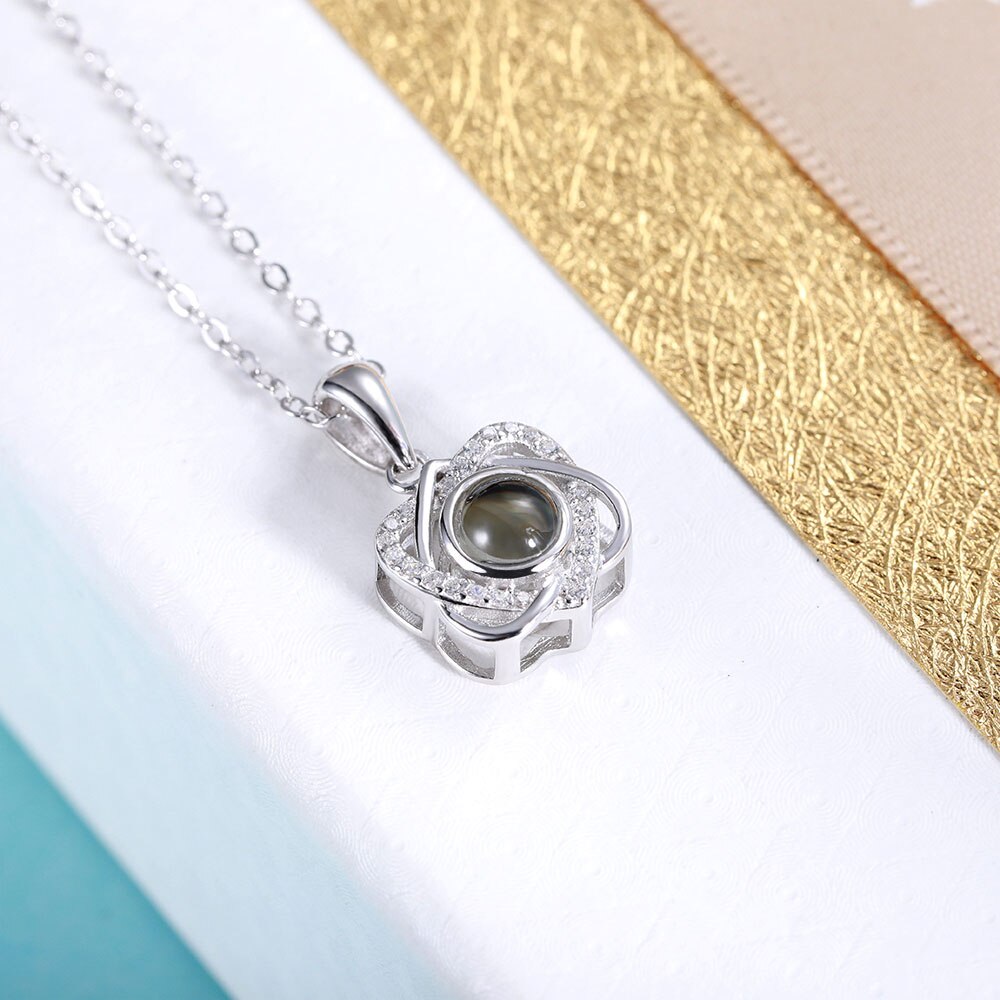 Customized Opposites Attract Projection Necklace Personalized Necklace With Photo Inside Pet Photo Projection Necklace