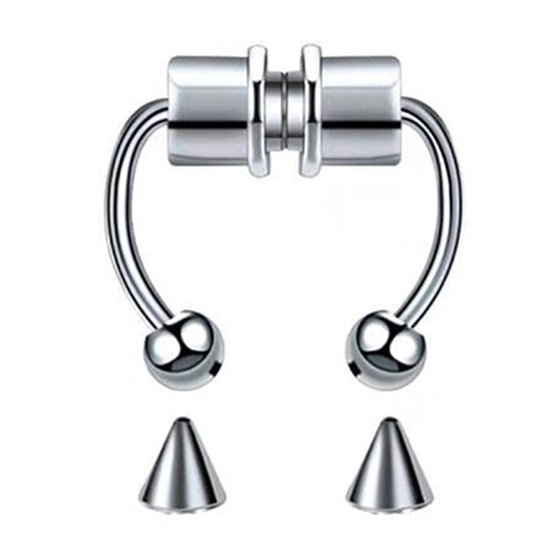 Fake Nose Ring Non Piercing Horseshoe Septum Piercing Magnetic Hoop Stainless Steel Reusable Magnet Punk for Women Jewelry Gifts