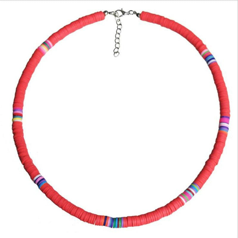 6MM Punk Polymer Clay Necklace Soft Pottery Choker Necklace Colorful Surfer Beads Collar Handmade Femme Jewelry Gifts
