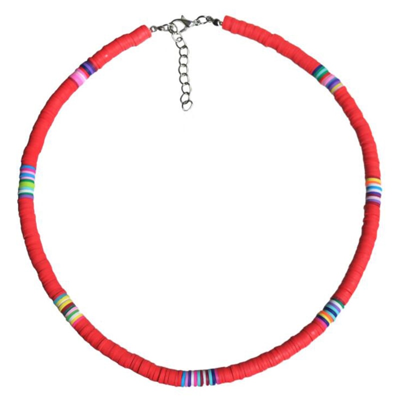 6MM Punk Polymer Clay Necklace Soft Pottery Choker Necklace Colorful Surfer Beads Collar Handmade Femme Jewelry Gifts