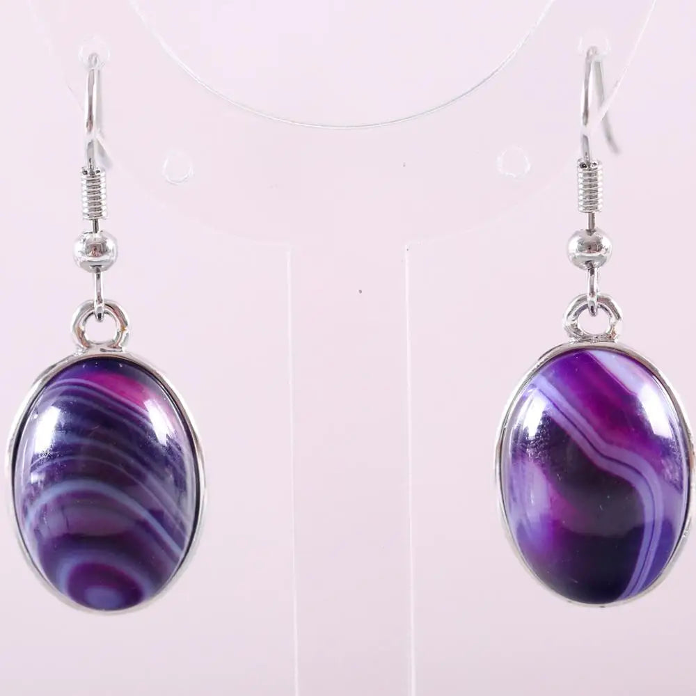 White Opal Lapis Cabochon Drop Earrings Jewelry