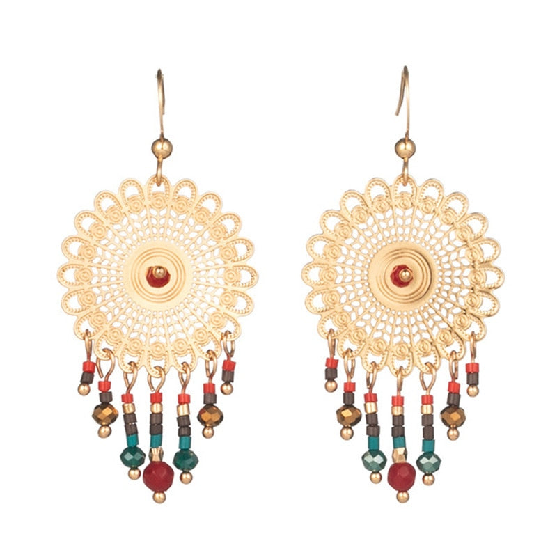 Exknl Big Long Drop Earrings for Women Geometric Bell Bohemian Cross Vintage Tassel Flower Earrings Fashion Jewelry Accessories