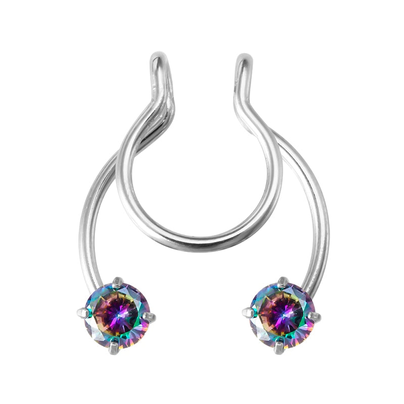 Fake Nose Ring Non Piercing Horseshoe Septum Piercing Magnetic Hoop Stainless Steel Reusable Magnet Punk for Women Jewelry Gifts