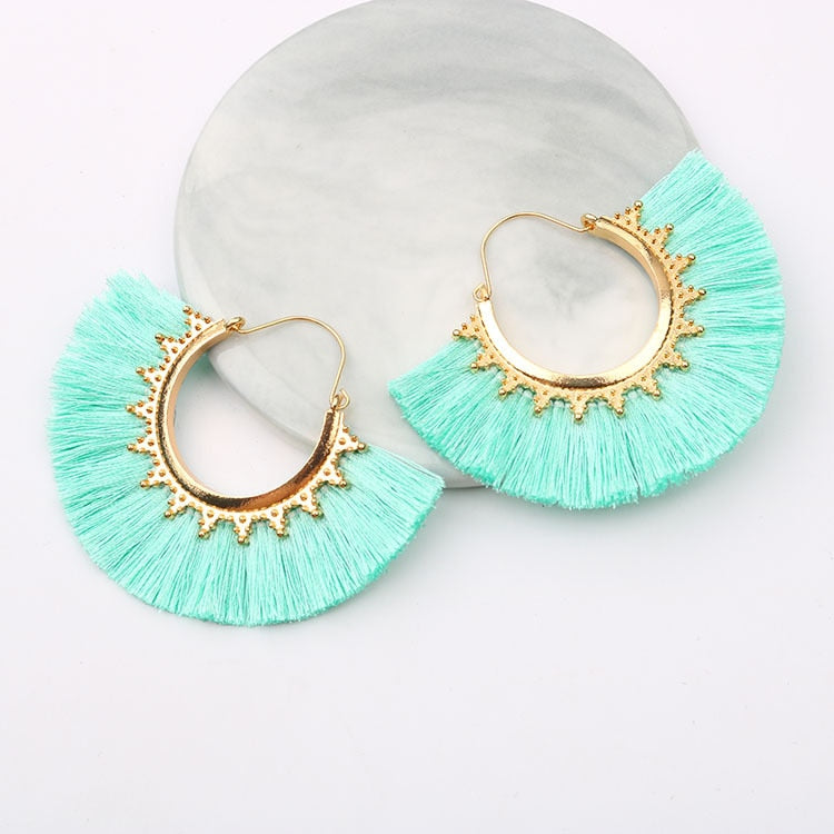 Round Tassel Earrings for Women Jewelry Drop Dangle Earrings Pendientes Mujer Moda Brincos Party Wedding Statement Earrings