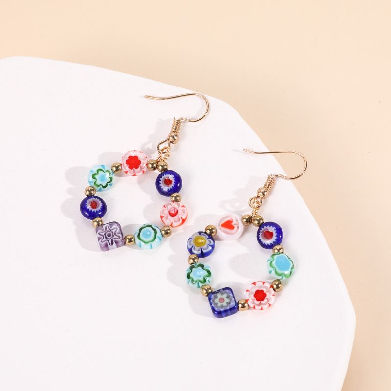 Fashion Boho Earrings For Women Colorful Style Sweet Flower Earrings Jewelry Spring Summer Floral Beaded Earrings Accessories