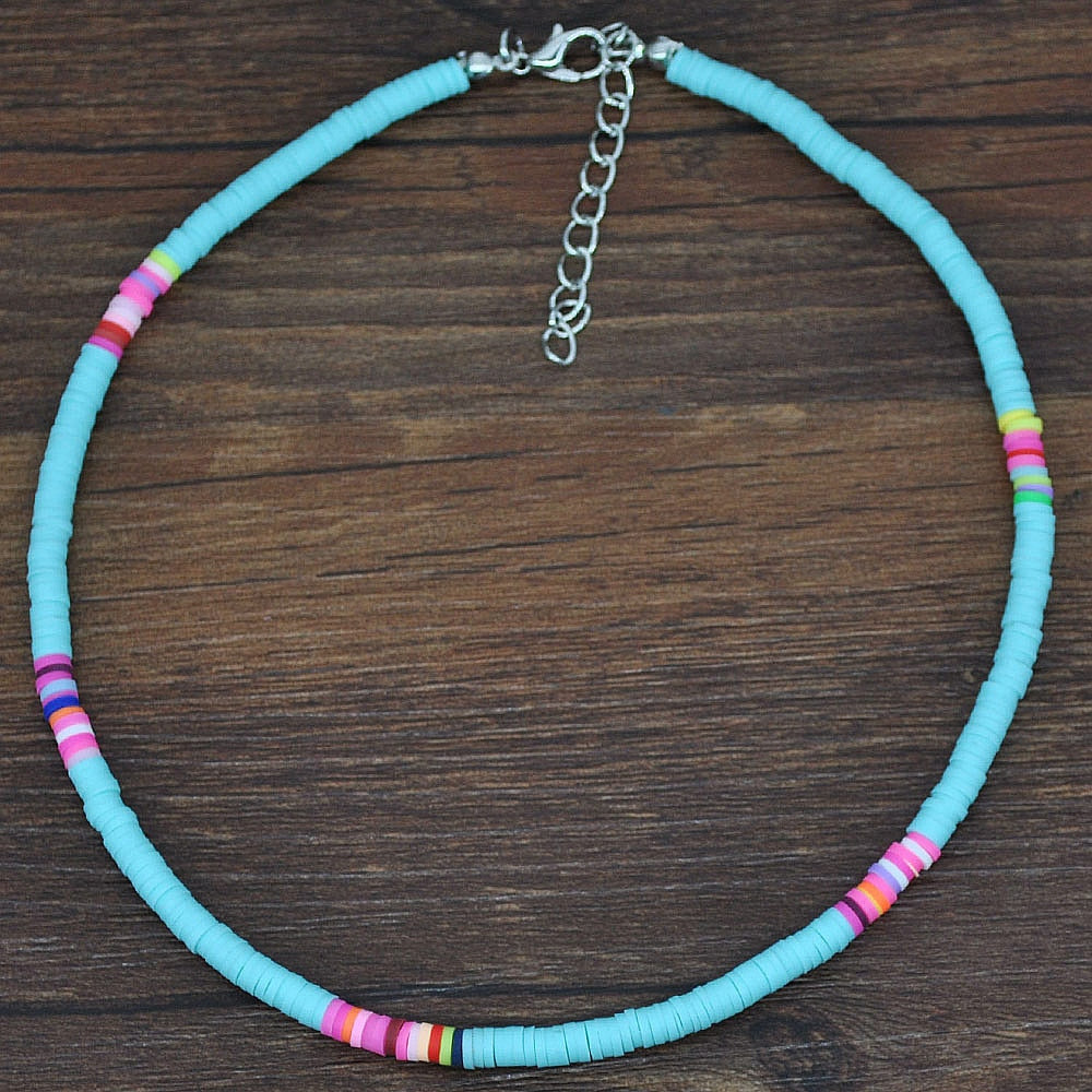 Fashion Soft Pottery Choker Necklace For Women Bohemian Colorful Clay Collar Shell Necklace Summer Beach Jewelry