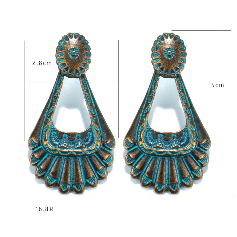 Exknl Fashion Vintage Drop Earrings For Women Alloy Crystal Ethnic Beads Boho Flower Earrings Colorful Dangle Earrings Jewelry