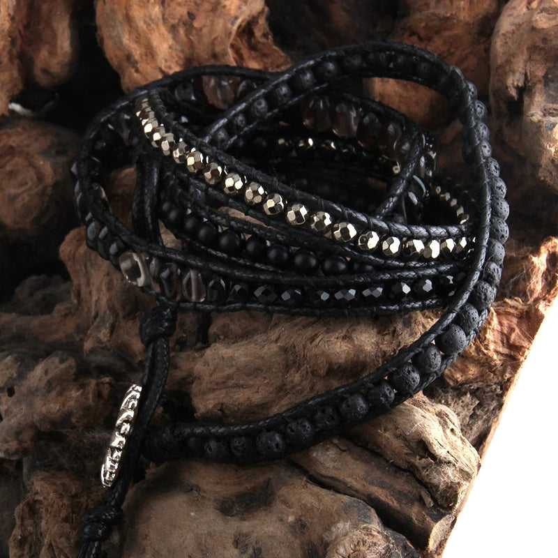 Mixed Natural Stone Wrap Bracelet