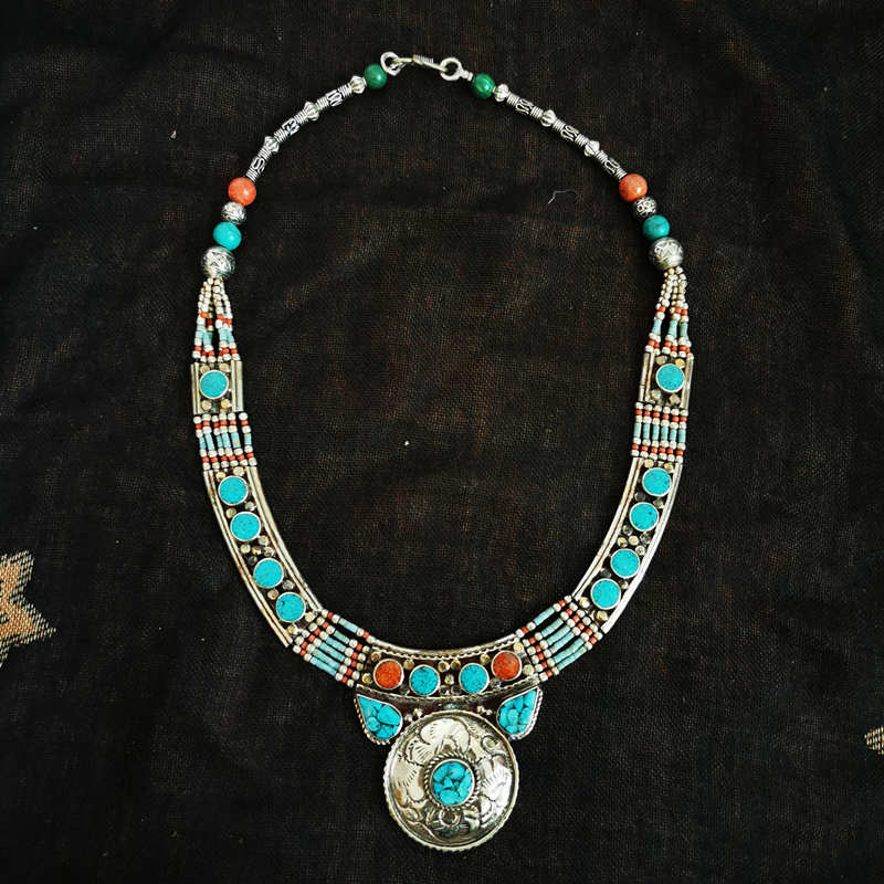 Tibetan jewerly Handmade Inlay Colorful Choker Necklace Ethnic BOHO Fashion TNL181