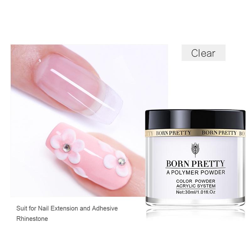 BORN PRETTY 100ml Acrylic Nail Powder Clear Pink White Professional Carving Crystal Polymer for Nail Tips Extenstion Nails Set